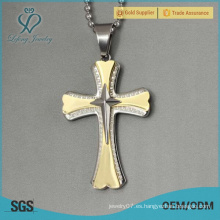 Oro inoxidable y plata colgante cruz celta, joyería católica para los hombres